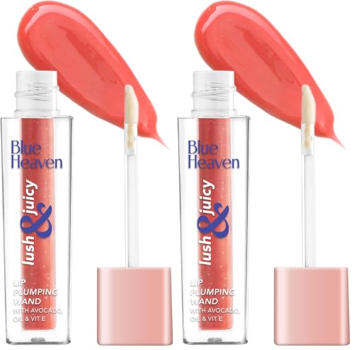 Image of Blue Heaven Lush & Juicy Tinted Lip Gloss | Enriched with Jojoba Oil (Rich in Vitamin E) & Shea Butter | Hydrating Formula | High Glossy Shine | Lightweight & Non-Sticky, Coral Touch, 4.5 ml