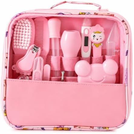 Kit Higiene para Bebê Rosa 13 Peças com Bolsa Organizadora – Esco...