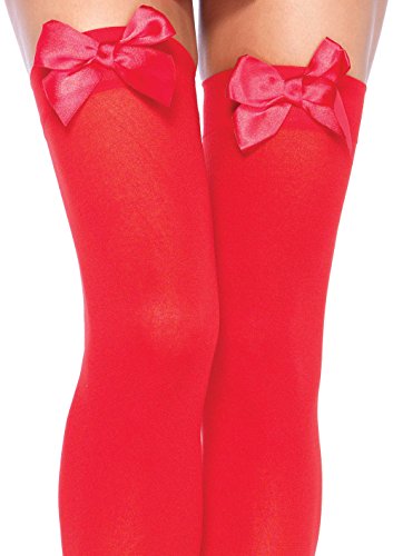 Image of Leg Avenue Women's Satin Bow Accent Thigh Highs