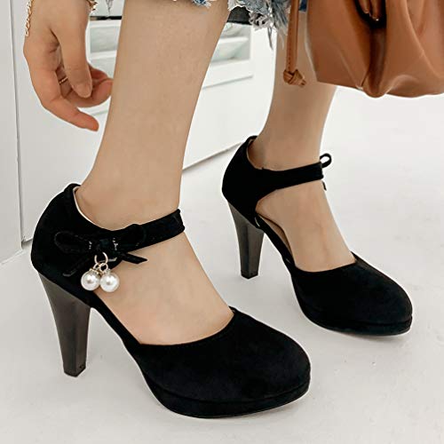 Caradise Womens Ankle Strap High Heel Platform Stiletto Pumps with Bow3