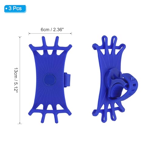 Image of PATIKIL 3Pcs Bike Phone Mount, 360 Rotation Silicone Motorcycle Phone Holder for 3 inch- 6.5 inch Phones Adjustable Phone Mount for Motorcycle Bicycle Electric Scooter, Blue