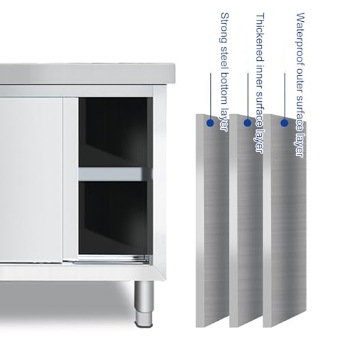 Tavolo da Preparazione Regolabile in Acciaio Inox Resistente - Versatile postazie Commerciali, Ideale per la Preparazione di Alimenti in ristoranti, Case e Hotel, 80 * 40 * 80 cm/31,4 * 15,7