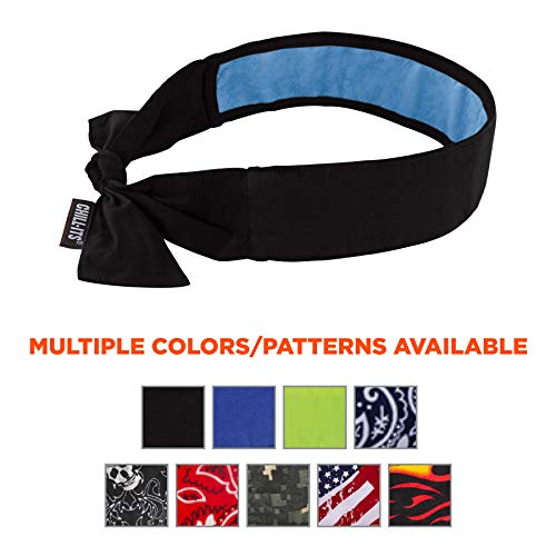 Image of Ergodyne Chill Its 6700CT Cooling Bandana, Lined with Evaporative PVA Material for Fast Cooling Relief, Tie for Adjustable Fit, 2-Pack Black