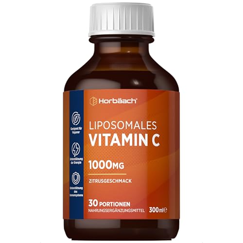 Liposomal Vitamin C Flüssig 300ml | Liposomales Tropfen Hochdosiert | Vit C | Maximale Absorption | Horbaach