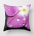 N/ A Housse de coussin motif floral rose et noir - Motif gouttes de pluie sur fleurs - Fuchsia