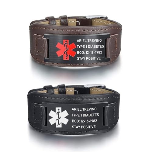 Medical Alert Bracelet for Men, Personalized Engraving Medic Info ID Bracelet Custom Emergency Medical Bracelets for Autism Allergy Diabetic Epilepsy