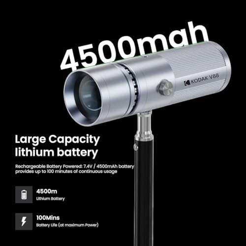 Image of Kodak V88 Special Effect LED Spot Light, 25W Power, CRI >95Ra, 4 Color Modes White Warm Blue Red, Rechargeable Battery, Type-C Charging, 1-100% Dimming Control Knob Adjustment Portable Design Pro