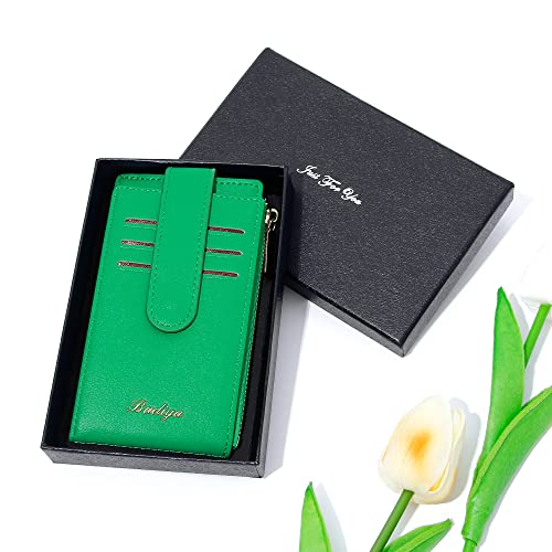 Image of Badiya Slim Women Wallet RFID Blocking Bifold Compact 9 Card Slots Holder Wallets Soft Leather with Zipper Coin Pocket 2 ID Window