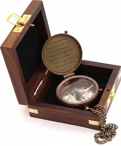For I Know The Plans I Have For You, Jeremiah 29:11, Solid Brass Directional Engraved Compass, Baptism Gifts for Boys Girls, First Communion, Christian Gifts for Men, First Confirmation Gifts for Boys