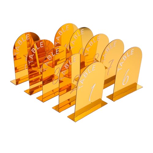 10pcs Acrylic Table Numbers: Black Arch Table Sign With Holder Stands For Wedding Reception Font Centerpiece Head Sign Anniversary Event Party Wedding