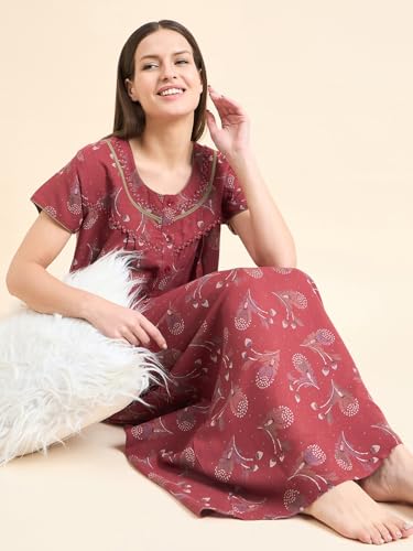 Image of Sweet Dreams Women's Cotton Maxi Casual Regular Night Dress