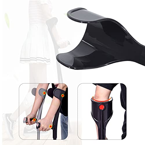 Muletas ergonómicas para antebrazo (1 par, puño abierto), muletas de aluminio con mangos de goma, bastón ajustable para personas mayores, discapacitados y discapacitados (color: plata) (negr