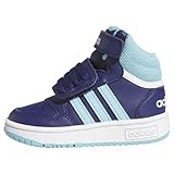Klettverschluss adidas Unisex Baby Hoops Mid Shoes Sneakers, Dark Blue/Light Aqua/FTWR White, 23 EU