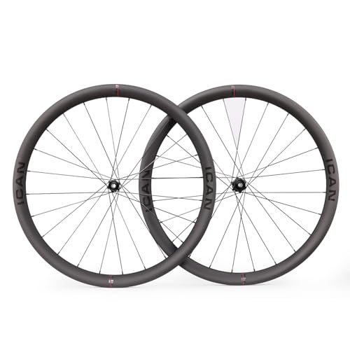 ICAN Ruedas De Carbono Aero 40 Disc Ruedas De Bicicleta De Carretera 40Mm Clincher Tubeless Ready Disco Freno 12X100/12X142Mm Sólo 1355G