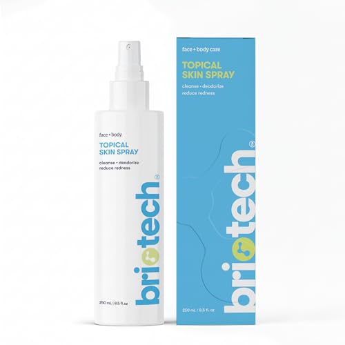 BRIOTECH Topical Skin Spray, Hypochlorous Acid Spray for Sensitive Skin, HOCl Facial Mist, Full Body Support Against Irritation, Calm Redness, Soothe Foot & Scalp, 8.5 oz (1 Pack)