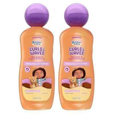 Ricitos de Oro Curls & Waves Shampoo: Defines & Highlights Natural Curls, Moisturizes & Smoothes, Frizz Control, Deep Cleanses Scalp, Baby Shampoo, Ideal for Kids & Toddlers, 16.9 oz, 2-Pack