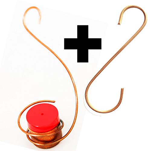 Best Bee & Wasp Proof Copper Hummingbird Feeder with Matching S Hook - Great Gift Idea for Hummer Lovers!