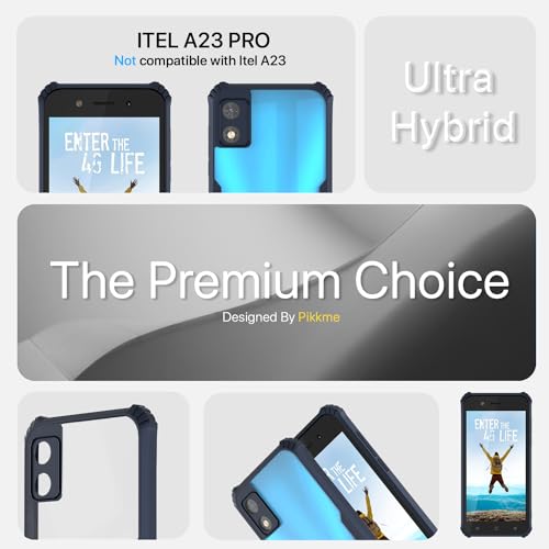 Image of Pikkme itel A23 Pro Back Cover | Crystal Clear Transparent Back | Ultra Hyrbid | Full Camera Protection | Raised Edge | Bumper Back Case (Blue)