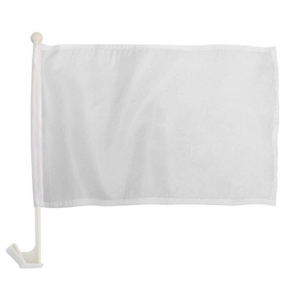 SOLID WHITE PLAIN BLANK CAR FLAG Car Window Flag 100D FABRIC