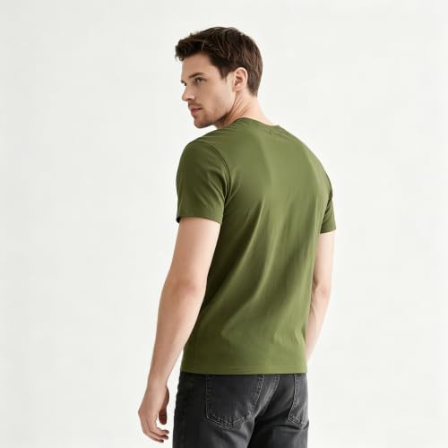 Image of ORJ 2 Pack Men t Shirts Crew Neck Short Sleeve Men's Undershirt Plain Polyester tee Bulk Stretch Soft Tees