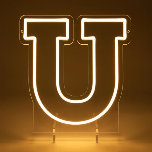 Image of Light Up Letters U, Led Marquee Letter Lights Neon Sign, 13.9 inch Height Decorative Lighted Alphabet Number, Battery /USB Powered Led Letters Lights for Wedding, Birthday, Party, Christmas or Home Decor