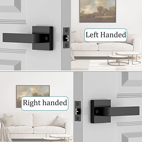 Matte Black Front Door Handle, Entry Door Handle With Door Lever Reversible For Right And Left Handed Doors, Single Cylinder Exterior Door Handleset With Lower Half Lever #TOP2