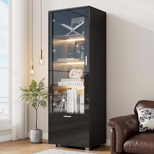 Merax Vitrina con LED, moderna vitrina de...