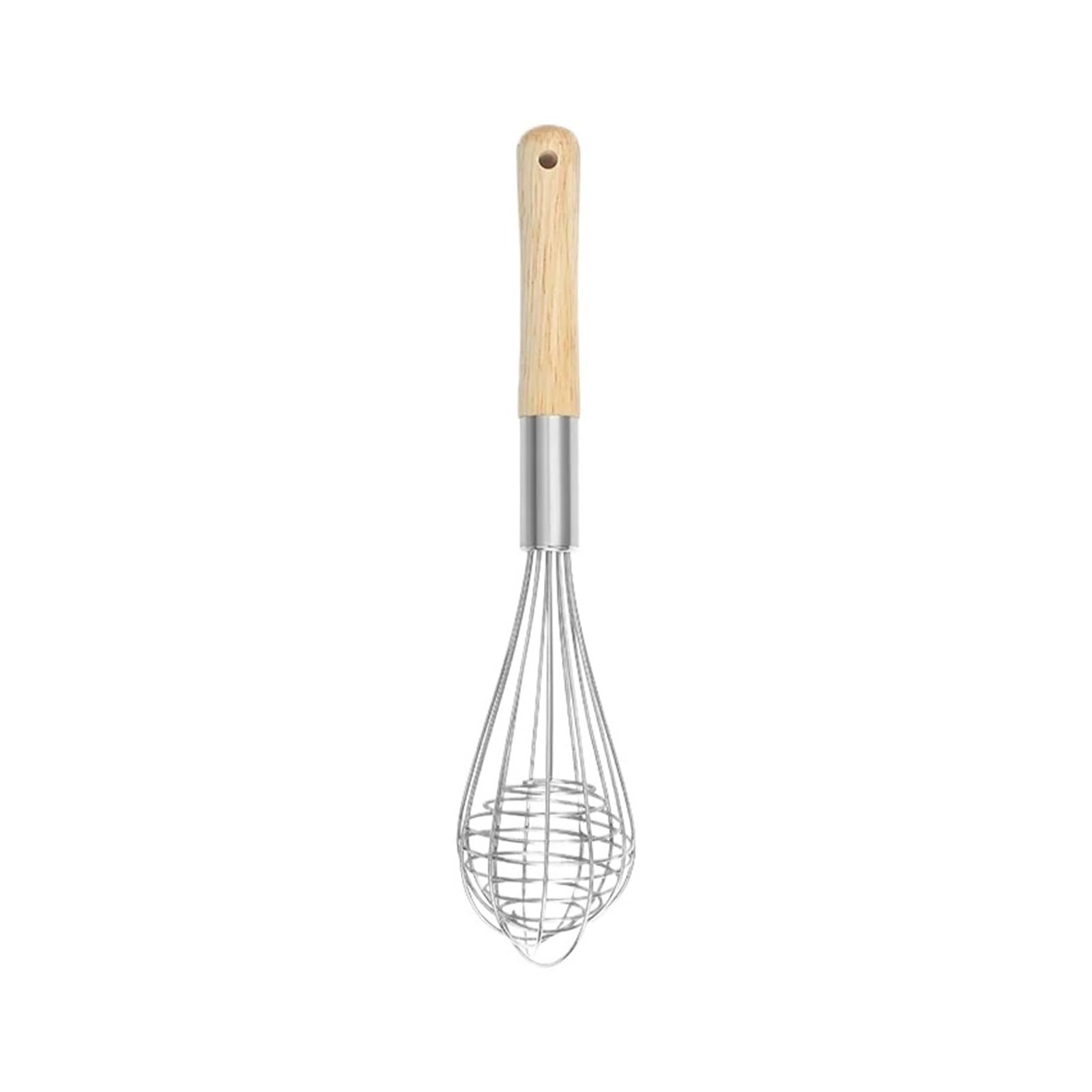 Frusta for uova in acciaio inossidabile con manico in legno Miscelatore manuale for panna e agitatore for impasto for cucina(10inch Egg Beater)