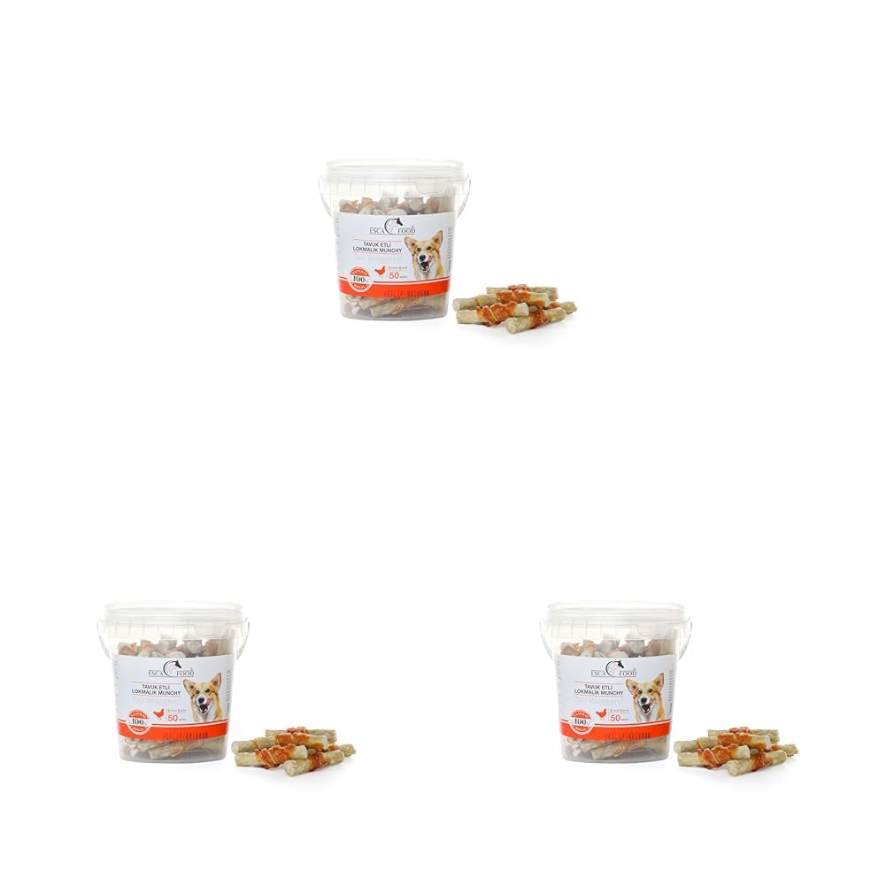 Esca Food Tavuklu Lokmalık Munchy 6 Santimetre 50'li Köpek Ödül Maması (3 paketi)