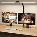 SIBRILLE LED Desk Lamp for Home Office - Eye-Caring Computer Desk Light with Clamp, Rotatable Computer Lamp with Color Changing, Dimmable Monitor Table Lamp with Gooseneck, Double Head, Black