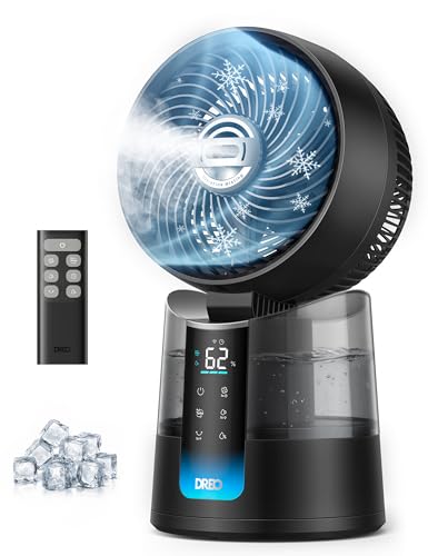 Image of DREO TurboCool Misting Fan 516, 5℉ Drop Cooling Fans that Blow Cold Air | 150+30 Omni-directional Oscillating, Evaporative air cooler, 26 ft /s Wind, Ultrafine Mist, 20dB, 6 Speeds 2 Modes, Black