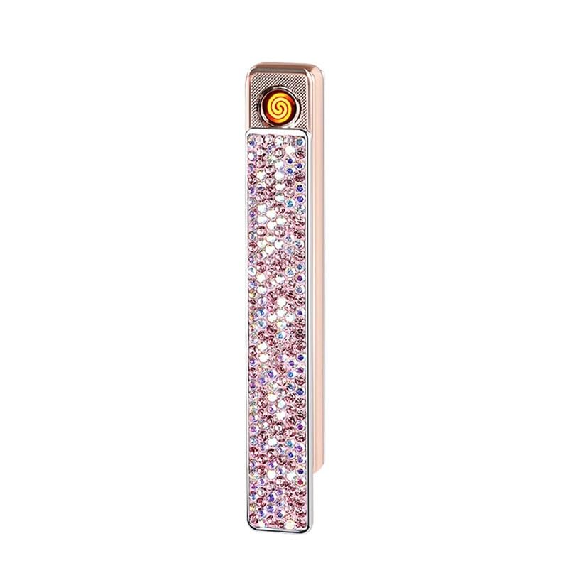 Encendedor eléctrico recargable tipo C con diseño rhinestone