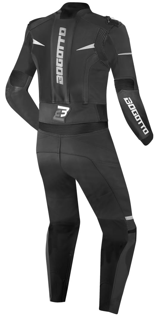 Bogotto Misano Tuta in pelle da moto a due pezzi, nero/grigio, 48