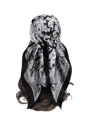 Floerns Women's Paisley Print Headscarf Square Hair Scarf Silk Satin Bandana