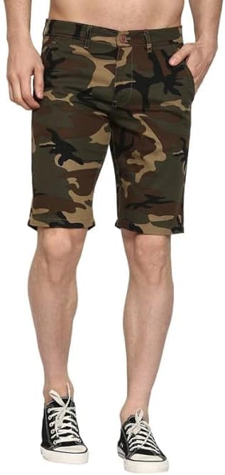 URSO Chino Printed Shorts Half Pants Green Color Men and Boys Size-36