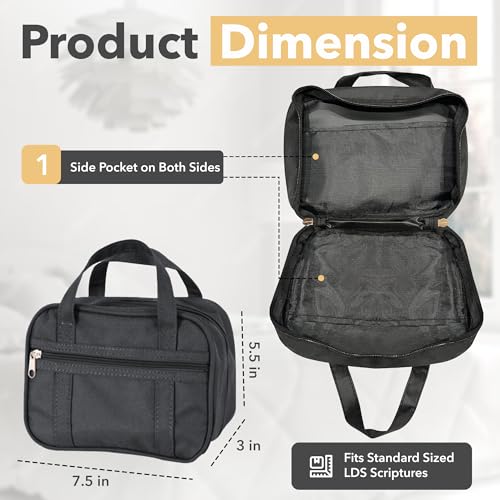 Durable Canvas Scripture Carrying Case | Protective Holder & Organizer for LDS Quad or Triple Combination | Book Bag for Scriptures3