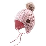 Bamery Christmas Crochet Baby Beanie Earflaps Little Girl Boy Knit Infant Hats Winter Warm Cap Lined