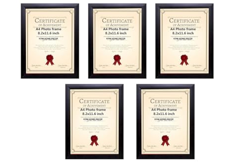 Image of A4 Size Photo Frame For wall hanging set of 5 Black Picture Frame For Home and Office Decoration, Size -8x12 Inches