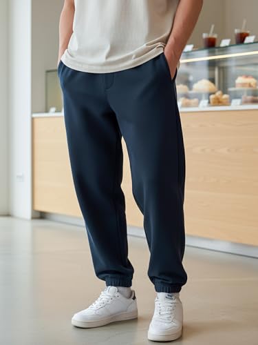 Image of Bewakoof Men's Solid Oversized Fit Cotton Joggers