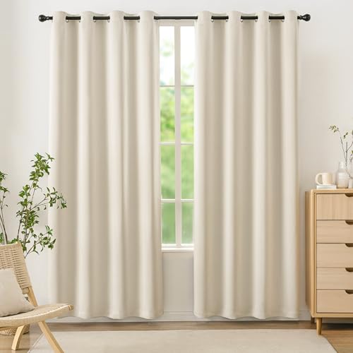 WUBODTI 100% Blackout Cream Curtains for Bedroom Living Room 84