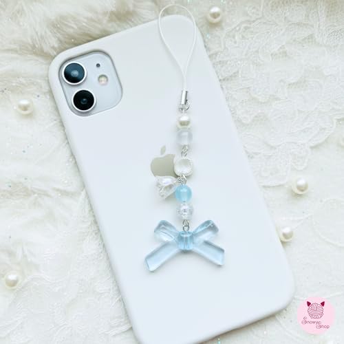 Image of SNOWY SHOP Korean Silver Bow Phone Charm - Cute Heart & Starfish Pendant | Aesthetic Korean Mobile Chain, Bag Hanging & Keychain Jewelry for Girls & Women