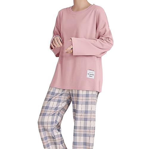 Damen Schlafanzug, Schlafanzug Damen Lang Baumwolle Winter Pyjama Zweiteilig Nachtwäsche Langarm Sleepwear Und Kariert Pyjamahose Bequem Hausanzug Freizeitanzug Lounge Set Damen Schlafanzug, Schlafanzug Damen Lang Baumwolle Winter Pyjama Zweiteilig Nachtwäsche Langarm Sleepwear Und Kariert Pyjamahose Bequem Hausanzug Freizeitanzug Lounge Set