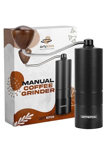 Manual Coffee Grinder - Portable Stainless Steel Burr Hand Grinders for Coffee Bean - Best Adjustable Espresso Maker for Camping Kitchen