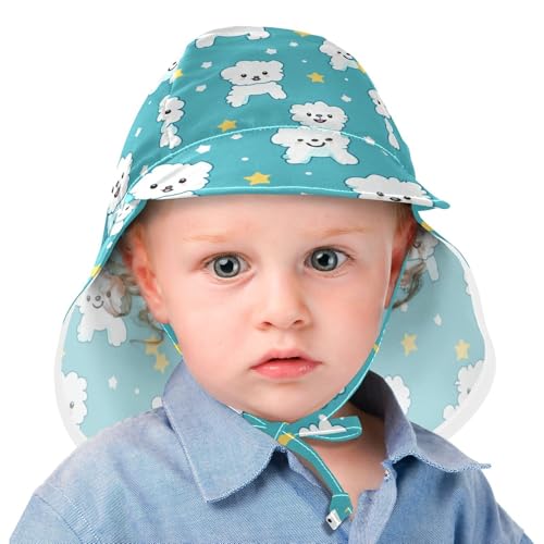 Kid Beach Hat Baby Boys' Hats Girl UPF 50 Adjustable Traveling Swim Hat Cartoon Cute White Dog Star2