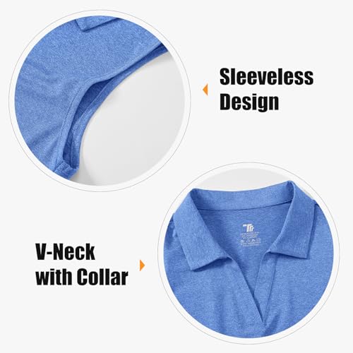 Image of BGOWATU Women's Sleeveless Golf Polo Shirts Collared V Neck Tennis Tank Tops UPF 50+ Quick Dry Lightweight
