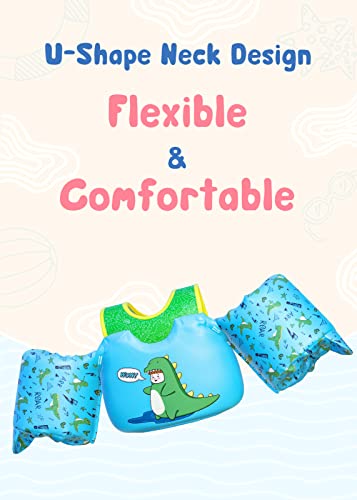 Toddler Floaties For Kids 20-50 Pounds, Kids Swim Vest With Shoulder Harness Arm Water Wings For 1,2,3,4,5,6,7 Years Old Children Boys And Girls,Dinosaur #TOP6