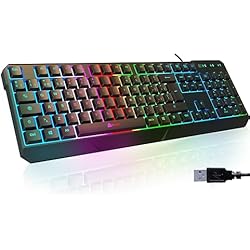 Teclado Gamer Shipadoo KLIM Chroma - Teclado Gaming - NUEVO 2023 - Teclado USB Ligero, Duradero, Resistente al Agua, ergonómico, silencioso - Teclado Gamer con Cable para PC PS4 PS5 Xbox One Mac - Negro
