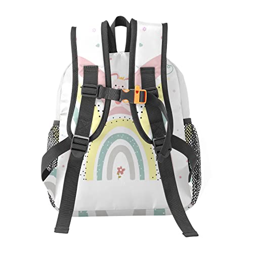 Rainbow Rabbit Personalized Kids Toddler Backpack for Boys Girls ,Custom Mini School Backpack Bags Kindergarten, 10''(L) x 4''(W) x 12''(H)3
