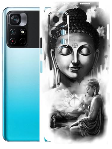 Image of AtOdds - Full Body Back Screen Guard Protector Film - Lamination Wrap Skin Sticker Compatible with Poco M4 PRO (5G) | Scratchproof Matte Finish (Buddha)
