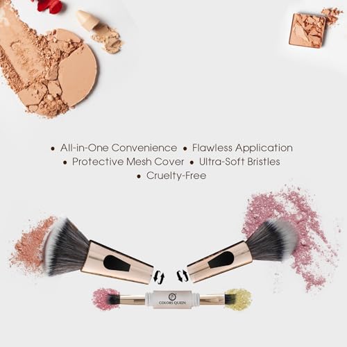Image of Colors Queen 7-in-1 Total Repair Liquid Foundation 50g 02 Beige Full Coverage Oil-Free Primer Concealer Moisturizer CC Cream & Colors Queen 4-in-1 Multifunctional Makeup Brush Set Soft Bristles